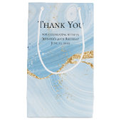 ライトブルー瑪瑙と金ゴールドグリッターありがとう スモールペーパーバッグ (正面)