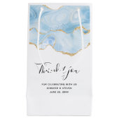 ライトブルー瑪瑙と金ゴールドグリッターありがとう スモールペーパーバッグ (正面)