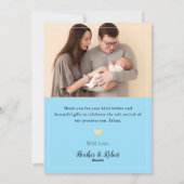 ライトブルー男の赤ちゃん2写真誕生のお知らせ シーズンカード (裏面)