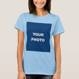 ライトブルー画像の追加フォト写真ロゴ Tシャツ
