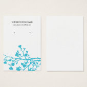 ライトブルー白い花カスタムのイヤリングカード (正面&裏面)