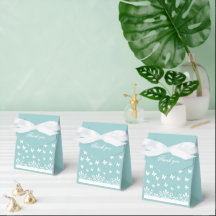 ライトブルー白い蝶結婚の感謝