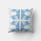 ライトブルー白の対称モザイク地中海のク クッション (裏面)