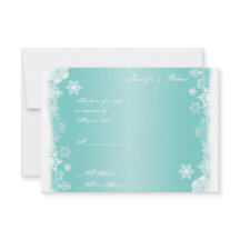 ライトブルー白スノーフレーク結婚の応答カード