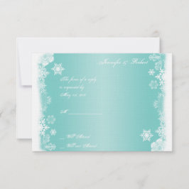 ライトブルー白スノーフレーク結婚の応答カード 出欠カード