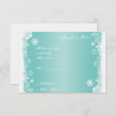 ライトブルー白スノーフレーク結婚の応答カード 出欠カード (正面/裏面)