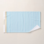 ライトブルー白パタストライプのンのトリムタオルセット バスタオルセット (ハンドタオル)