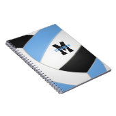 ライトブルー白黒パーソナライズされたバレーボール ノートブック (右側)