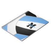 ライトブルー白黒パーソナライズされたバレーボール ノートブック (左側)