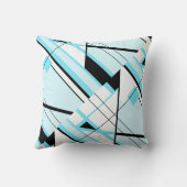 ライトブルー白黒対角ジオメトリデザイン クッション (裏面)