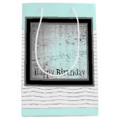 ライトブルー白黒 ミディアムペーパーバッグ (正面)