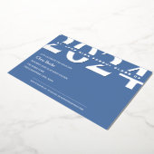 ライトブルー目盛り銀箔招待状 箔招待状 (回転した状態)