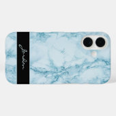 ライトブルー磨き大理石名付き Case-Mate iPhoneケース (裏面 (横))