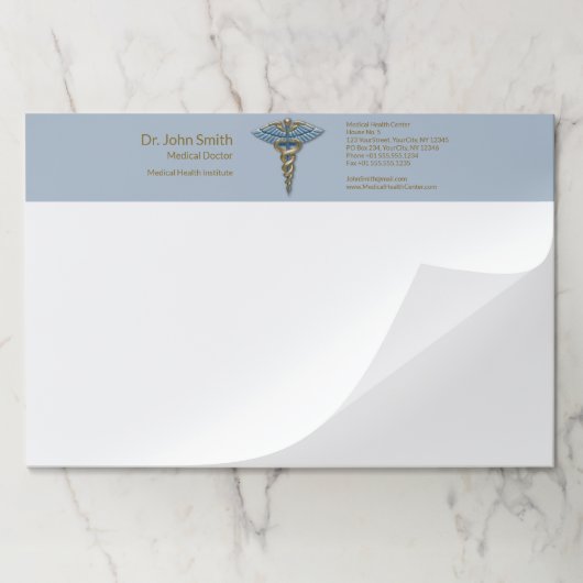 ライトブルー素晴らし金ゴールドカドゥセウスプロフェッショナルメディカル ペーパーパッド (折り畳み)