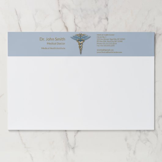 ライトブルー素晴らし金ゴールドカドゥセウスプロフェッショナルメディカル ペーパーパッド (正面)