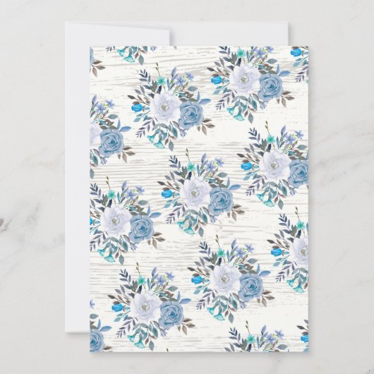 ライトブルー素朴ウォーター色フローラベビーシャワー 招待状 (裏面)