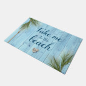 ライトブルー素朴コースタルウッド私をビーチに連れて ドアマット (アングル)