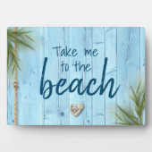 ライトブルー素朴コースタルウッド私をビーチに連れて フォトプラーク (正面)
