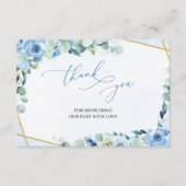 ライトブルー素朴フローラ金ゴールド幾何学感謝 エンクロージャーカード (正面)
