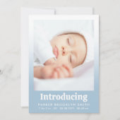 ライトブルー紹介新生児ガールフォト 案内状 (正面)