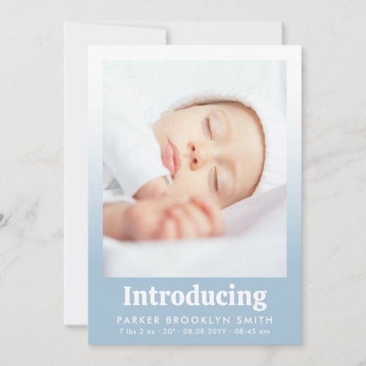 ライトブルー紹介新生児ガールフォト 案内状 (正面)