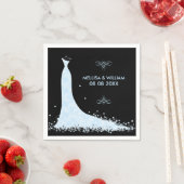 ライトブルー結婚のドレスと黒の背景 スタンダードカクテルナプキン (インサイチュ)