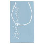 ライトブルー結婚のブライドメイド様式化スクリプト スモールペーパーバッグ (裏面)