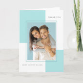 ライトブルー結婚の写真に感謝 サンキューカード (正面)