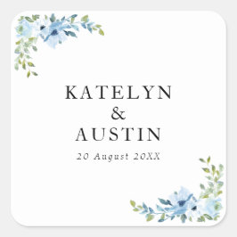 ライトブルー結婚フローラ スクエアシール