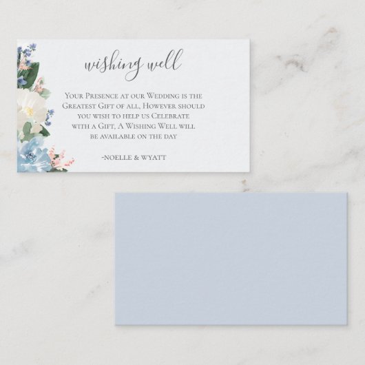 ライトブルー結婚ボタニカル エンクロージャーカード (正面/裏面)