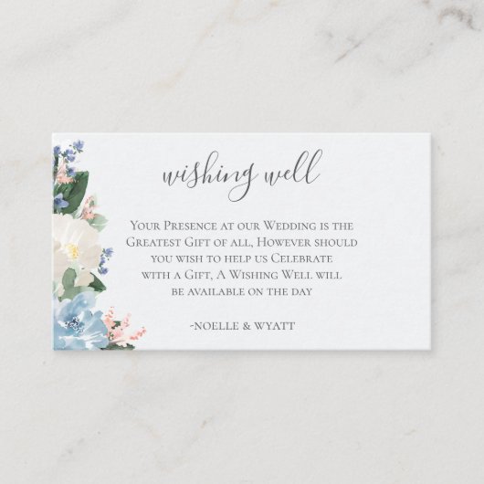 ライトブルー結婚ボタニカル エンクロージャーカード (正面)