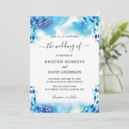 ライトブルー結婚式招待状 招待状 (スタンド正面)