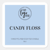 ライトブルー縁どスクエアキャンドルラベル スクエアシール (正面)