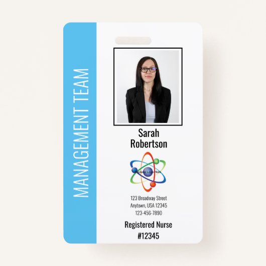 ライトブルー縦型ストリップセキュリティID従業員 バッジ (正面)