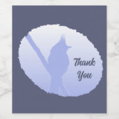 ライトブルー自然バードシルエット ワインラベル (シングルラベル)