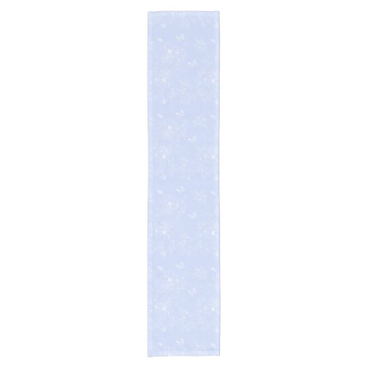 ライトブルー花パターン，フローラ，ミニマリスト ショートテーブルランナー (正面)