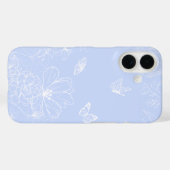 ライトブルー花パターン,フローラ,ミニマリスト Case-Mate iPhoneケース (裏面 (横))