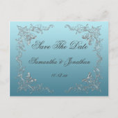 ライトブルー華美のシルバースワールが日付を保存 案内ポストカード (正面)