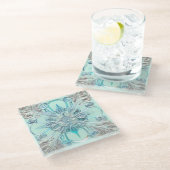 ライトブルー華美ガラスコースター ガラスコースター (アングル)