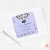 ライトブルー製品ラベルブルーバラ宝石ロゴ スクエアシール (封筒)