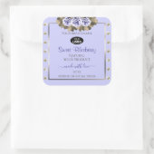 ライトブルー製品ラベルブルーバラ宝石ロゴ スクエアシール (バッグ)