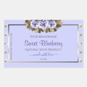 ライトブルー製品ラベルブルーバラ金ゴールド宝石 長方形シール (正面)