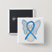 ライトブルー認識度リボンエンジェルカスタムボタン 缶バッジ (正面&裏面)