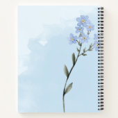 ライトブルー軟水色花と蝶 ノートブック (裏面)
