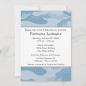 ライトブルー迷彩柄ボーイベビーシャワーパーティー- 招待状 (正面)