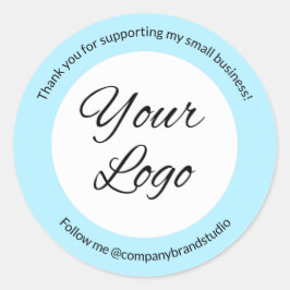ライトブルー追加ロゴありがとうございますスモールビジネス ラウンドシール