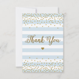 ライトブルー金ゴールドグリッターボーイベビーシャワー散水T サンキューカード