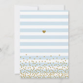 ライトブルー金ゴールドストライプ紙吹雪男の赤ちゃん散布 招待状 (裏面)