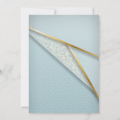 ライトブルー金ゴールドフレームスターユダヤバー(ユダヤ教の)バル・ミツバー 招待状 (裏面)