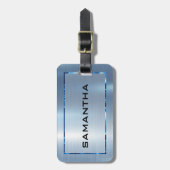 ライトブルー金属テクスチャステンレス鋼の外観 ラゲッジタグ (正面縦)